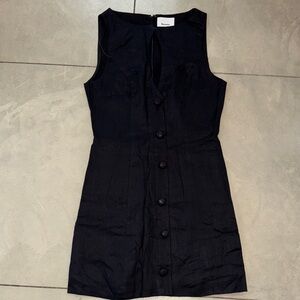 Reformation Black Button-Down linen mini dress